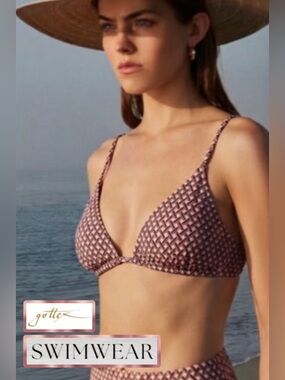 NWT Luma by Gottex Triangle Bikini Top Retro Pink